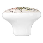 Bonjour elegant frenchy rustic paper Botanical Keramische Knop (Zijkant)