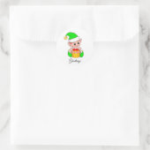 Bonjour Elf Vert mignon sur Sticker Carré blanc (Sac)
