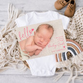 Bonjour et Merci Faire-part de naissance rose