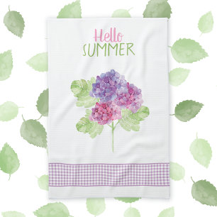 Bonjour été Hydrangea En vichy serviette de cuisin