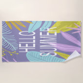 Bonjour été | Serviette de plage tropicale (Devant)