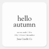 Bonjour Étiquette de Bougie d'Automne | Automne Mi (Devant)