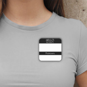 Bonjour étiquette de nom autocollant badge pronoms