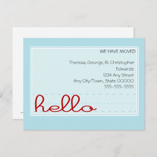 Bonjour Faire-part de déplacement (Devant / Derrière)