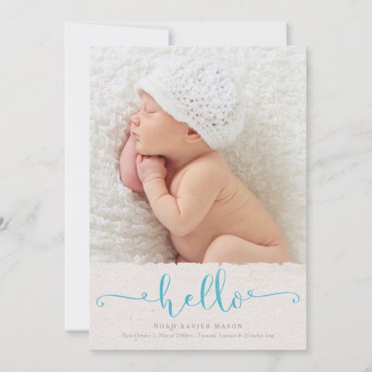 Bonjour Faire-part de naissance - Bleu clair (Devant)