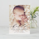 Bonjour Faire-part de naissance de script moderne (Debout devant)