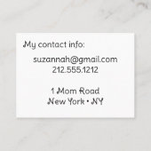 Bonjour Fille Maman Carte de contact Maman Carte d (Dos)