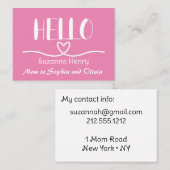 Bonjour Fille Maman Carte de contact Maman Carte d (Devant / Derrière)