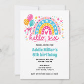 Bonjour Fille Six Invitation Anniversaire 6 Ans (Devant)