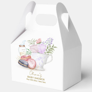 Bonjour Floral Macarons Milk Tea Baby shower Bedankdoosjes