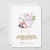 Bonjour Floral Macarons Milk Tea Baby shower Bedankkaart (Voorkant)