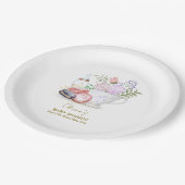 Bonjour Floral Macarons Milk Tea Baby shower Papieren Bordje (Gekanteld)