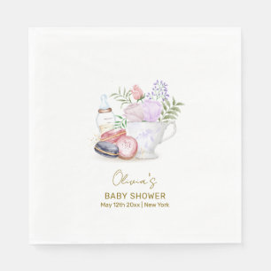 Bonjour Floral Macarons Milk Tea Baby shower Servet