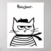 Bonjour Franse kat Grappig Poster (Voorkant)