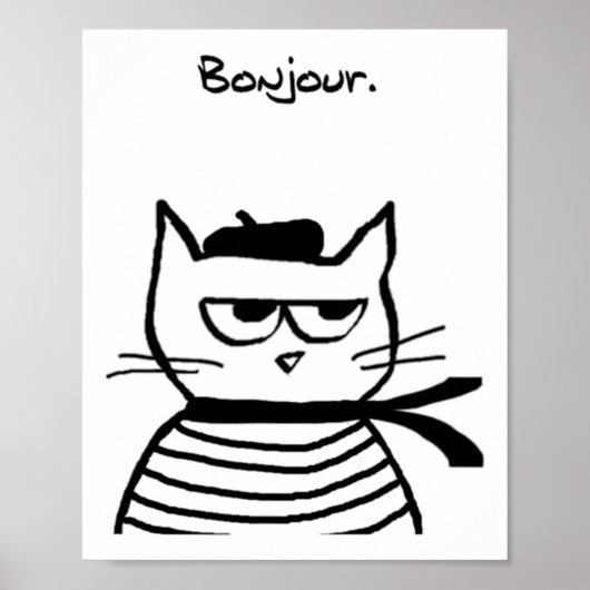 Bonjour Franse kat Grappig Poster (Voorkant)