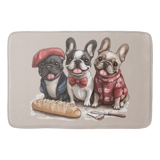 Bonjour French Bulldogs Badmat (Voorkant)