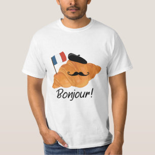 Bonjour French Croissant - France Funny Food T-shirt