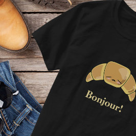 Bonjour French Croissant Funny Kawaii Jongens Past T-shirt