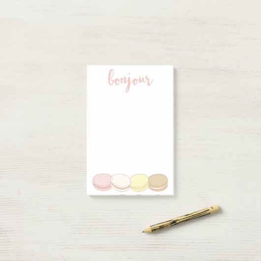 Bonjour French Macarons Pastel Post-it® Notes (Op bureau)