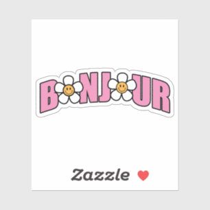 Bonjour, Goedemorgen in het Frans Sticker
