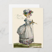 Bonjour Hallo Marie Antoinette Mode Greeting (Voorkant / Achterkant)