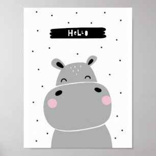 Bonjour Hippo Poster de pépinière scandinave