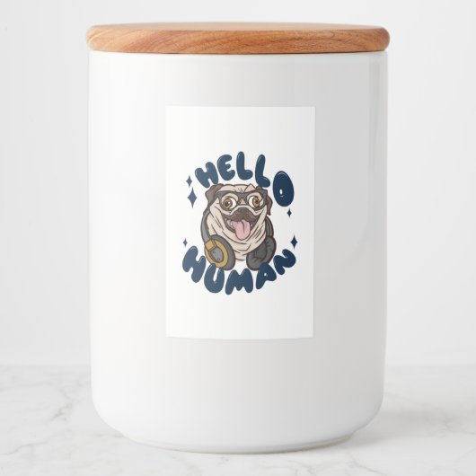 Bonjour homme Mocte chien Étiquette alimentaire (Devant)