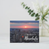 Bonjour Honolulu Hawaii Sunset Carte postale (Debout devant)