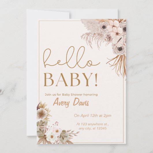 Bonjour invitation Baby shower (Devant)
