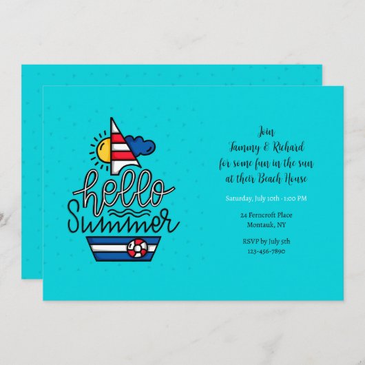 Bonjour Invitation d'été (Devant / Derrière)