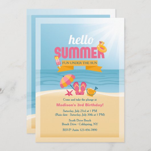 Bonjour Invitation d'été (Devant / Derrière)