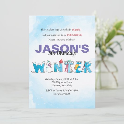 Bonjour Invitation hiver (Debout devant)