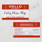 BONJOUR j'ai la carte de contact de secours de (Devant / Derrière)