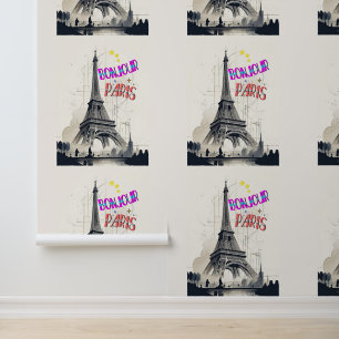 Bonjour Kleurrijke Parijs Behang