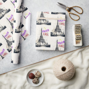 Bonjour Kleurrijke Parijs Cadeaupapier
