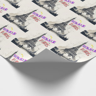Bonjour Kleurrijke Parijs Cadeaupapier
