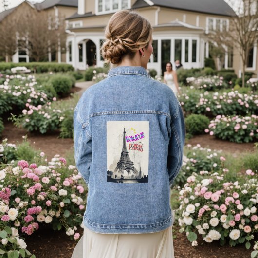 Bonjour Kleurrijke Parijs Denim Jacket (Huwelijk Achterkant)