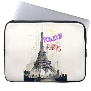 Bonjour Kleurrijke Parijs Laptop Sleeve