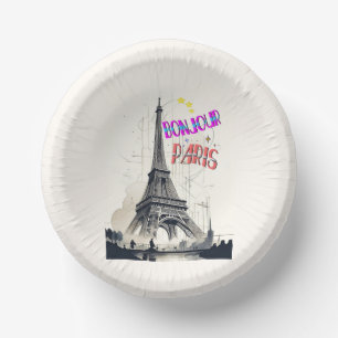 Bonjour Kleurrijke Parijs Papieren Kommen