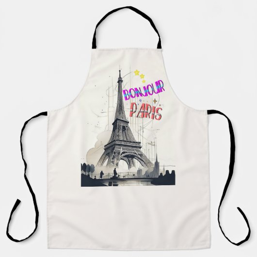 Bonjour Kleurrijke Parijs Schort (Voorkant)