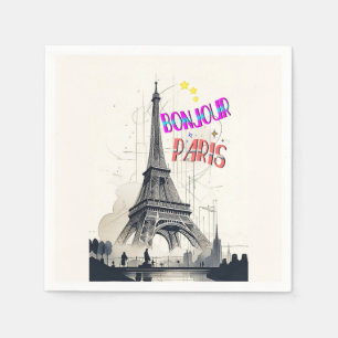Bonjour Kleurrijke Parijs Servet