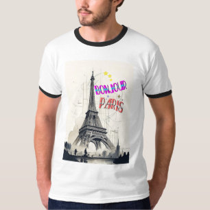 Bonjour Kleurrijke Parijs T-shirt