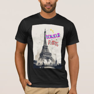 Bonjour Kleurrijke Parijs T-shirt