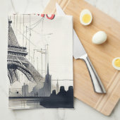 Bonjour Kleurrijke Parijs Theedoek (Quarter Fold)