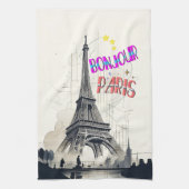 Bonjour Kleurrijke Parijs Theedoek (Verticaal)