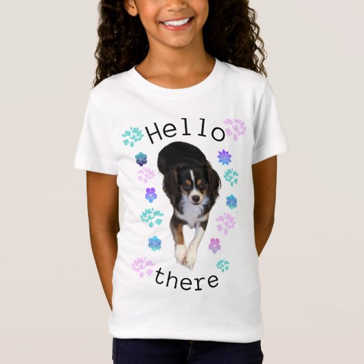 Bonjour Là T-Shirt Chiot (Devant)