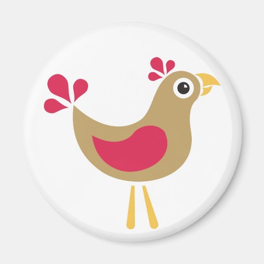 Bonjour le poulet ! Aimant de poulet funky (Devant)