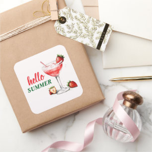 Bonjour l'été Autocollant Cocktail Fraise