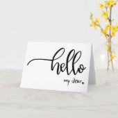 Bonjour ma carte de note en lettres de chère main (Fleur jaune)