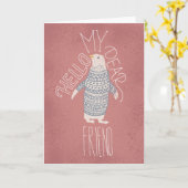 Bonjour ma chère carte postale de pingouin d'ami (Fleur jaune)